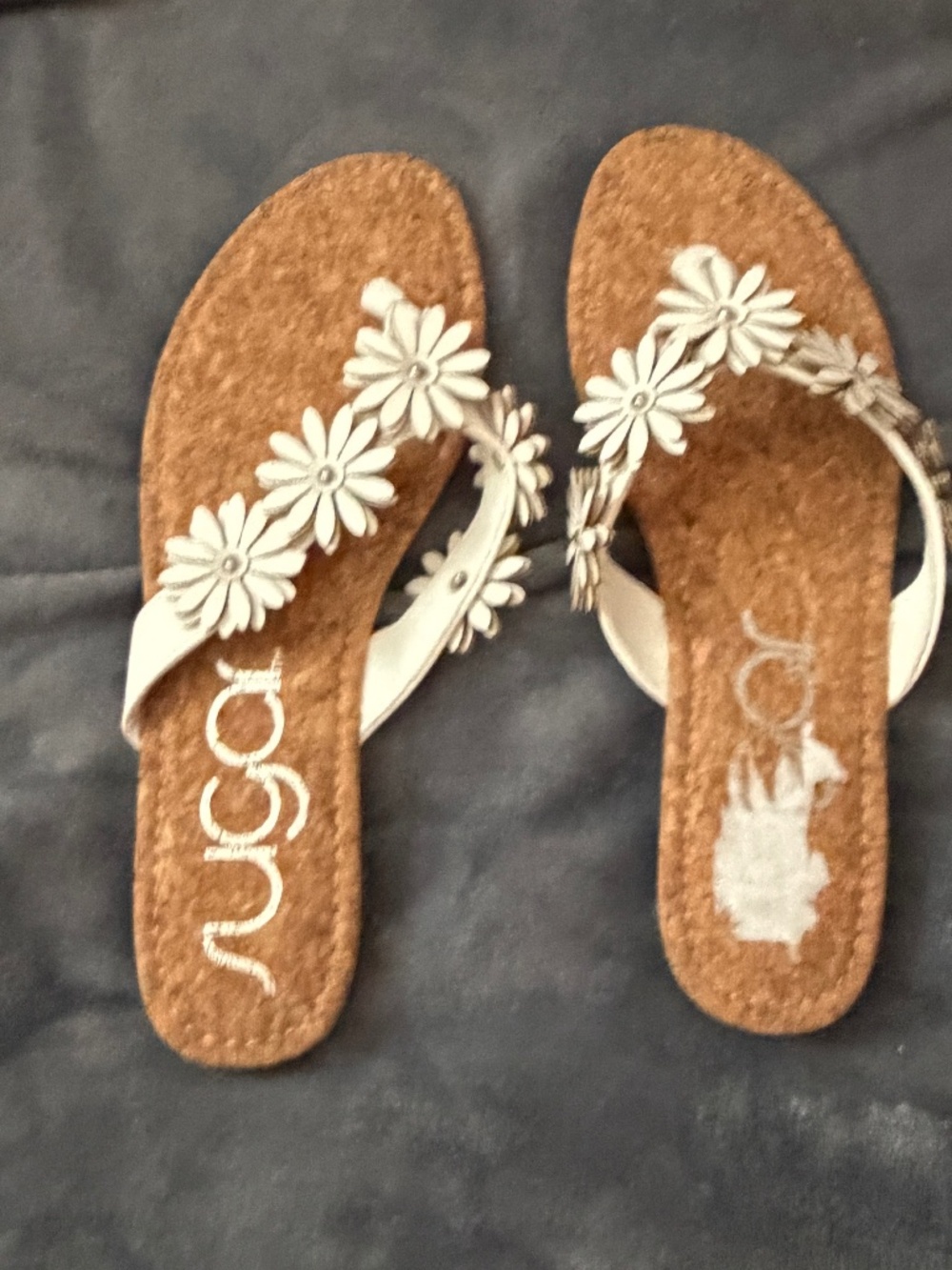 Sugar Women's 9M Finnesse White Floral Cork Sandals